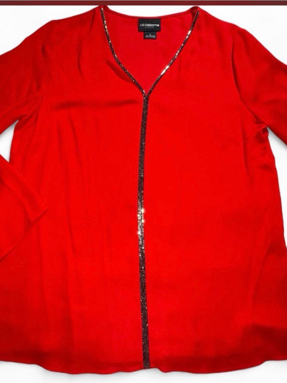 Liz Claiborne Red Jacket with Sparkle Trim
